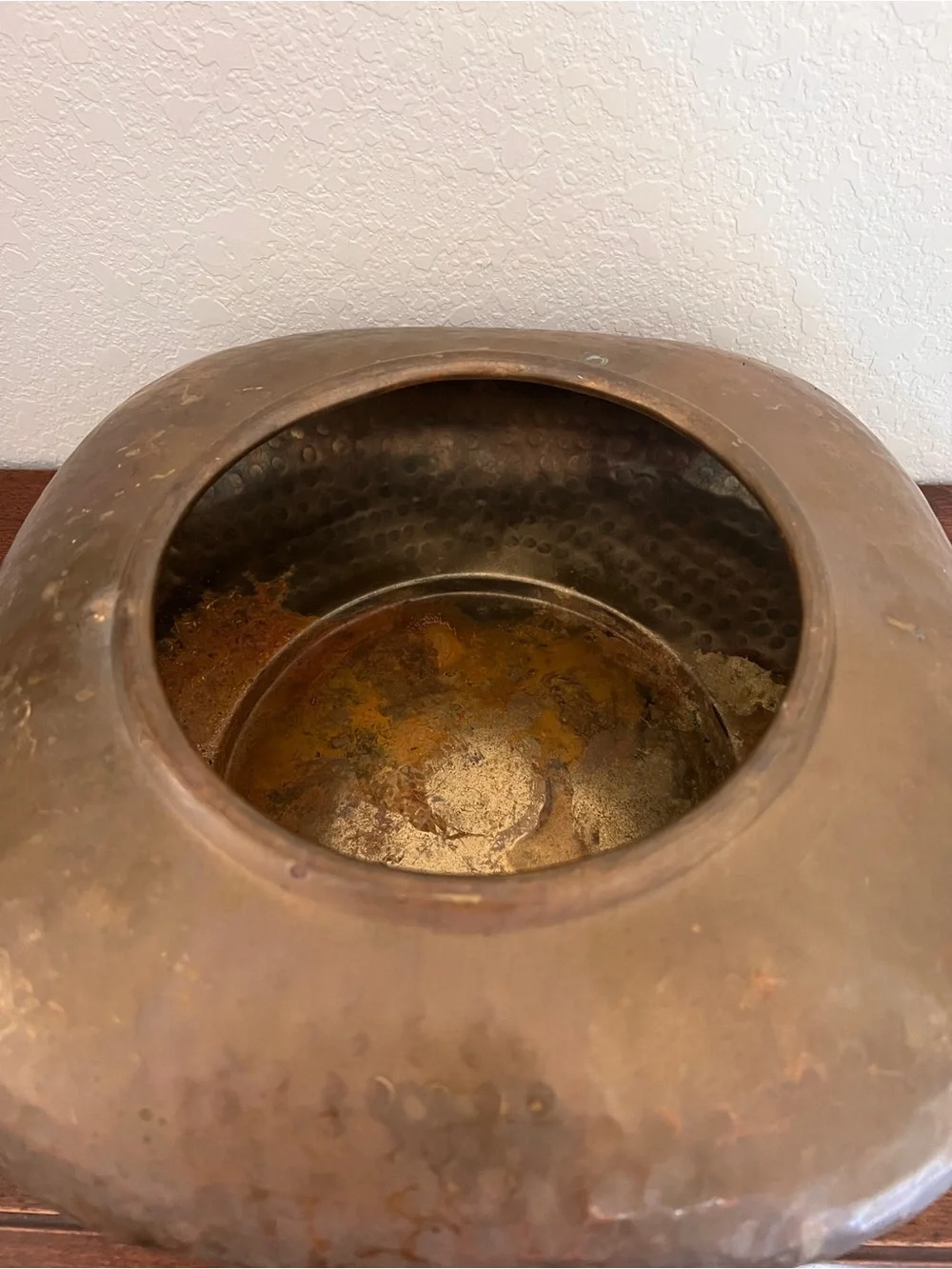 MCM Solid Brass Vintage Planter Hammered Decorative Bowl Vase Cushion-Shaped